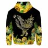 AOPH-W-Ani-Sfl-Cikn-211026VA10 @ Chicken Sunflower-Chicken Floral Line Art Sunflower 3D Hoodie