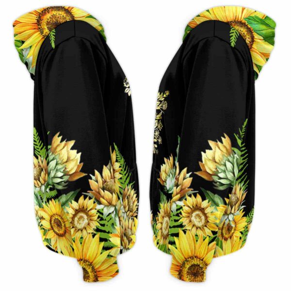 AOPH-W-Ani-Sfl-Cikn-211026VA10 @ Chicken Sunflower-Chicken Floral Line Art Sunflower 3D Hoodie