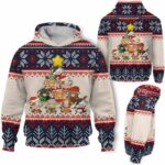 AOPH-U-Ani-ChriKnitPtn-Cow-211028VA10 @ Cow Christmas Knit Pattern-Cow Christmas Tree Knit Pattern 3D Hoodie