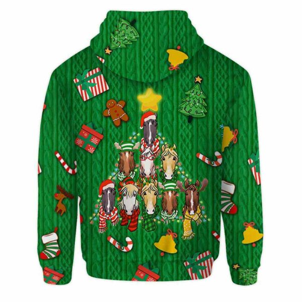 AOPH-U-Ani-GreeKnitPtn-Hrse-211028VA10 @ Horse Green Knit Pattern-Horse Christmas Tree Cute Pattern Green 3D Hoodie