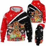 AOPH-U-Ani-HalfRedAnim-Goat-211028VY10 @ Goat Half Red Animal-Goat Christmas Funny Snow Red 3D Hoodie