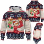 AOPH-U-Ani-SockAndKnitPtn-Fox-211028VA10 @ Fox Sock and Knit Pattern-Fox Christmas Sock Knit Cute 3D Hoodie