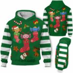 AOPH-U-Ani-CuteSockGree-Axolo-211026VA10 @ Axolotl Cute Sock Green-Axolotl In Cute Sock Green 3D Hoodie