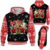 AOPH-U-Ani-RedKnitSnow-Cow-211028VY10 @ Cow Red Knitted Snow-Cow Christmas Red Knit Pattern Snow 3D Hoodie