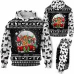 AOPH-U-Ani-KnitCarMoon-Goat-211028VY10 @ Goat Knitted Car Moon-Goat Christmas Farm Truck White Snow 3D Hoodie