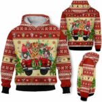 AOPH-U-Ani-KnitChriAnim-Goat-211028VY10 @ Goat Knitted Christmas Animal-Goat Christmas Funny Farm Truck Red 3D Hoodie