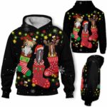 AOPH-U-Ani-CuteSockSnow-Hrse-211026VA10 @ Horse Cute Sock Snow-Horse In Cute Sock Black Pattern 3D Hoodie
