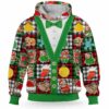 AOPH-U-Ani-PlaiColoSewiPatc-Slth-211028VA10 @ Sloth plaid colorful sewing patches-Sloth Christmas Cute Plaid Patches 3D Hoodie