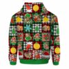 AOPH-U-Ani-PlaiColoSewiPatc-Slth-211028VA10 @ Sloth plaid colorful sewing patches-Sloth Christmas Cute Plaid Patches 3D Hoodie