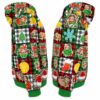 AOPH-U-Ani-PlaiColoSewiPatc-Slth-211028VA10 @ Sloth plaid colorful sewing patches-Sloth Christmas Cute Plaid Patches 3D Hoodie