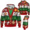 AOPH-U-Ani-ChriSeamPtn-Cow-211028VA10 @ Cow Christmas Seamless Pattern-Cow Christmas Line Pattern 3D Hoodie