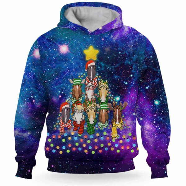 AOPH-U-Ani-GlxyChriTree-Hrse-211026VA10 @ Horse Galaxy Christmas Tree-Horse Christmas Tree Galaxy 3D Hoodie