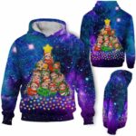 AOPH-U-Ani-Glxy-Slth-211026VA10 @ Sloth Galaxy-Sloth Christmas Tree Galaxy 3D Hoodie