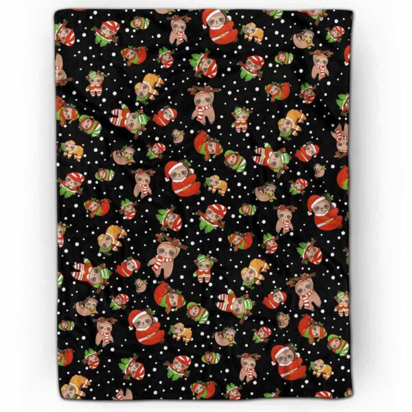 FB-U-Ani-AnimPtn-Slth-211025VY10 @ Sloth Animal Pattern-Sloth Christmas Cute Pattern Fleece Blanket
