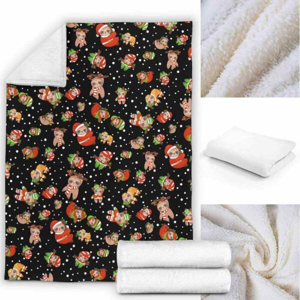 FB-U-Ani-AnimPtn-Slth-211025VY10 @ Sloth Animal Pattern-Sloth Christmas Cute Pattern Fleece Blanket