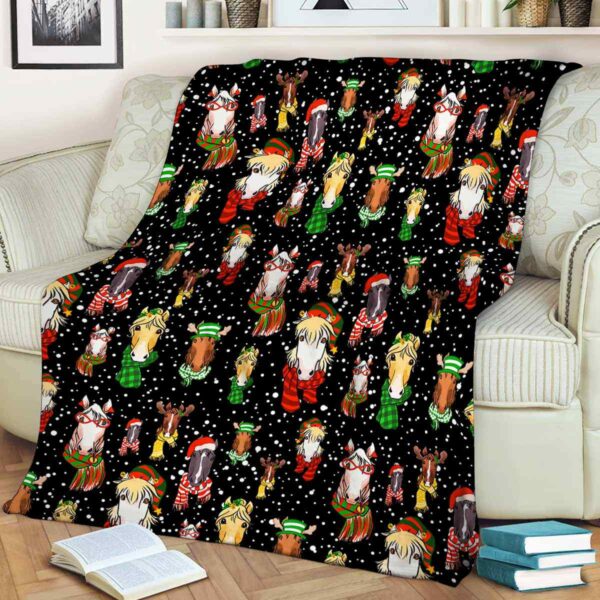 FB-U-Ani-AnimPtn-Hrse-211025VY10 @ Horse Animal Pattern-Horse Christmas Cute Pattern Fleece Blanket
