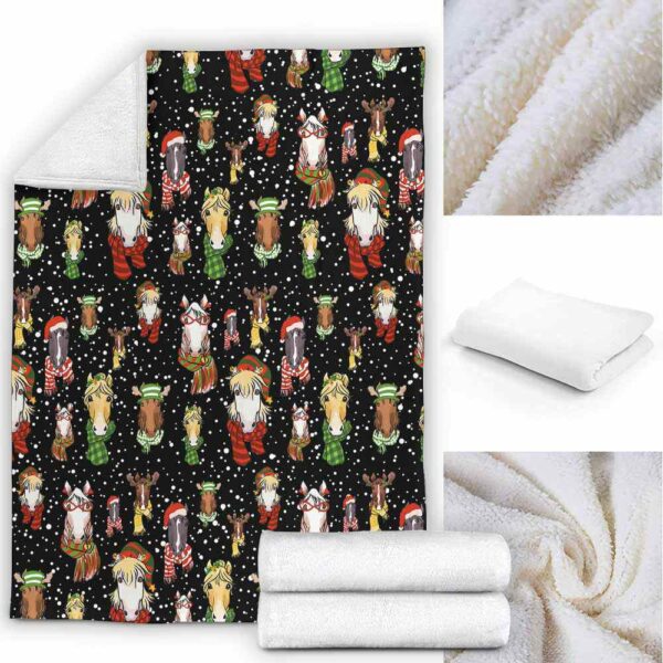 FB-U-Ani-AnimPtn-Hrse-211025VY10 @ Horse Animal Pattern-Horse Christmas Cute Pattern Fleece Blanket
