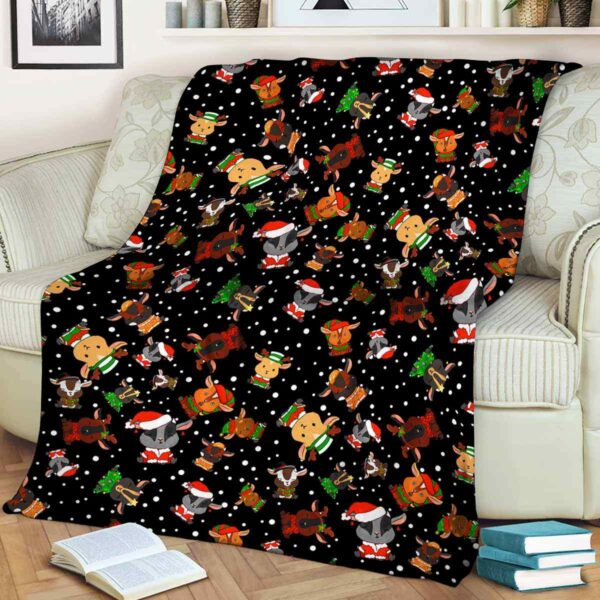 FB-U-Ani-AnimPtn-Goat-211025VY10 @ Goat Animal Pattern-Goat Christmas Cute Pattern Fleece Blanket