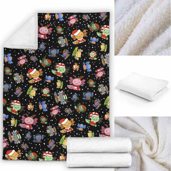 FB-U-Ani-AnimPtn-Axolo-211025VY10 @ Axolotl Animal Pattern-Axolotl Christmas Cute Pattern Fleece Blanket