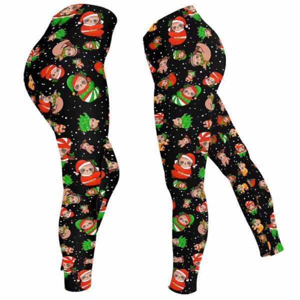 LEGG-W-Ani-AnimPtn-Slth-211025VY10 @ Sloth Animal Pattern-Christmas Cute Pattern Sloth Leggings