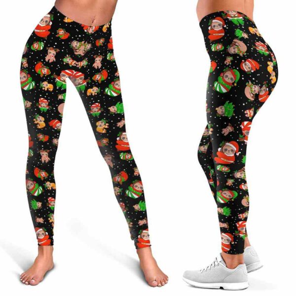 LEGG-W-Ani-AnimPtn-Slth-211025VY10 @ Sloth Animal Pattern-Christmas Cute Pattern Sloth Leggings
