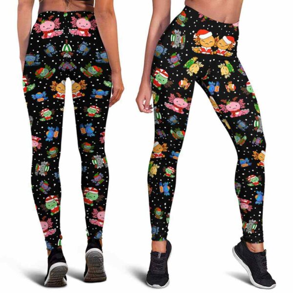 LEGG-W-Ani-AnimPtn-Axolo-211025VY10 @ Axolotl Animal Pattern-Christmas Cute Pattern Axolotl Leggings
