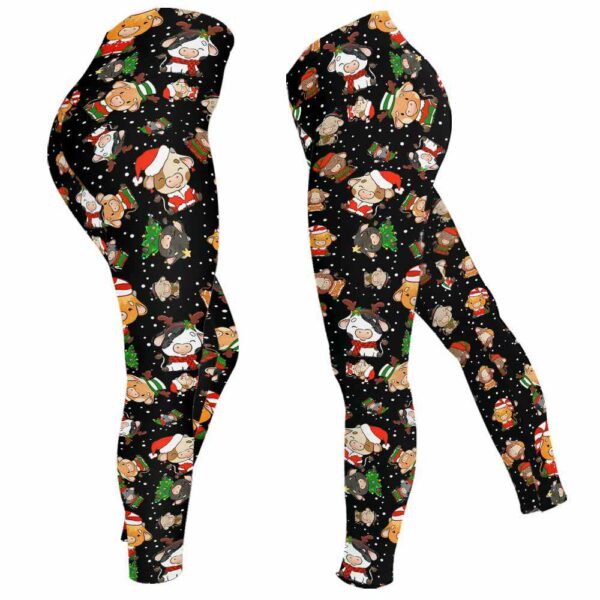 LEGG-W-Ani-AnimPtn-Cow-211025VY10 @ Cow Animal Pattern-Christmas Cute Pattern Cow Leggings