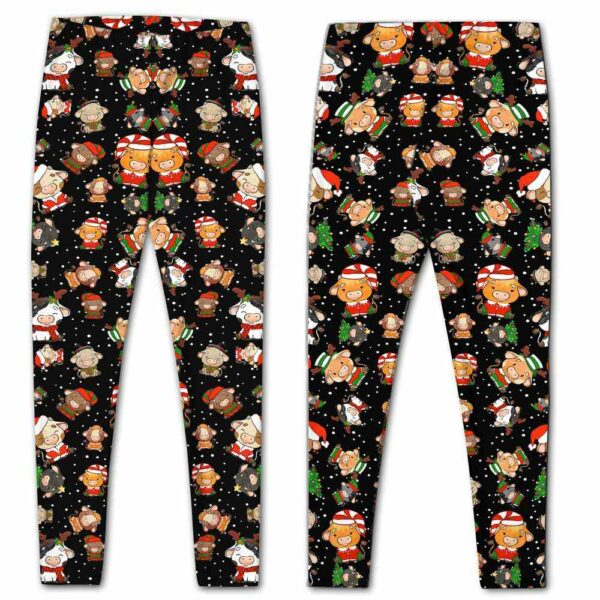 LEGG-W-Ani-AnimPtn-Cow-211025VY10 @ Cow Animal Pattern-Christmas Cute Pattern Cow Leggings