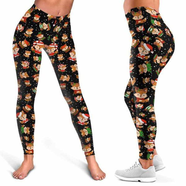 LEGG-W-Ani-AnimPtn-Fox-211025VY10 @ Fox Animal Pattern-Christmas Cute Pattern Fox Leggings