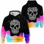 AOPH-U-Ani-WateSkulAnim-Hrse-211103VY10 @ Horse Watercolor Skull Animal-Horse Skull Pattern Watercolor 3D Hoodie