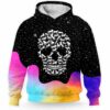 AOPH-U-Ani-WateSkulAnim-Hrse-211103VY10 @ Horse Watercolor Skull Animal-Horse Skull Pattern Watercolor 3D Hoodie