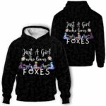 AOPH-W-Ani-LovePtn-Fox-211101VY10 @ Fox Girl Love Pattern-Fox Pattern Just A Girl Who Loves 3D Hoodie