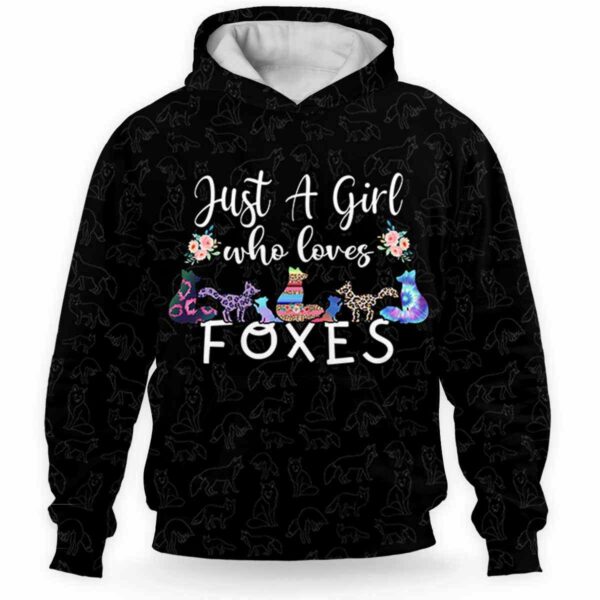 AOPH-W-Ani-LovePtn-Fox-211101VY10 @ Fox Girl Love Pattern-Fox Pattern Just A Girl Who Loves 3D Hoodie