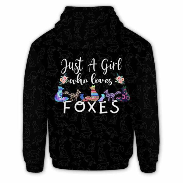 AOPH-W-Ani-LovePtn-Fox-211101VY10 @ Fox Girl Love Pattern-Fox Pattern Just A Girl Who Loves 3D Hoodie