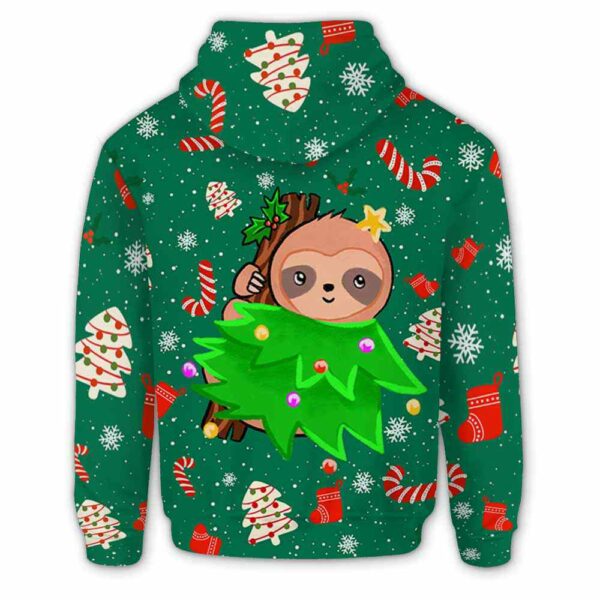 AOPH-U-Ani-TreeGreePtn-Slth-211102VY10 @ Sloth Tree Green Pattern-Sloth Christmas Tree Green 3D Hoodie