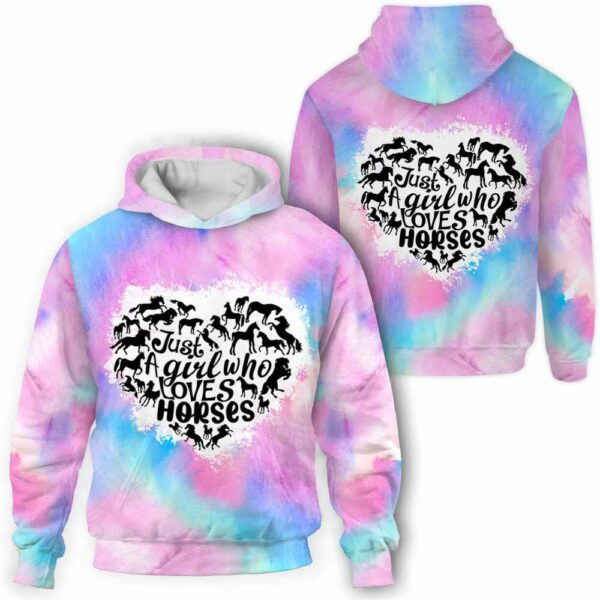 AOPH-U-Ani-WateHearAnim-Hrse-211103VY10 @ Horse Watercolor Heart Animal-Horse Watercolor Heart 3D Hoodie