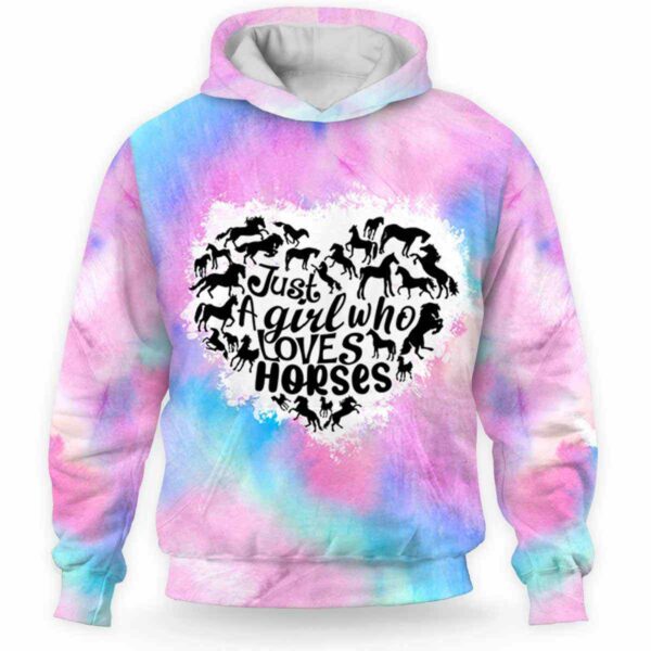 AOPH-U-Ani-WateHearAnim-Hrse-211103VY10 @ Horse Watercolor Heart Animal-Horse Watercolor Heart 3D Hoodie