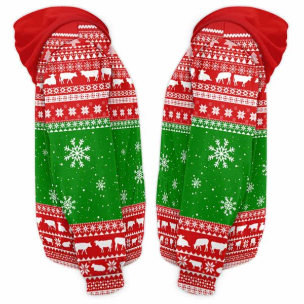 AOPH-U-Ani-RedKnitShoe-Cow-211104VY10 @ Cow Red Knitted Shoe-Cow Christmas Boot Red Knitted 3D Hoodie