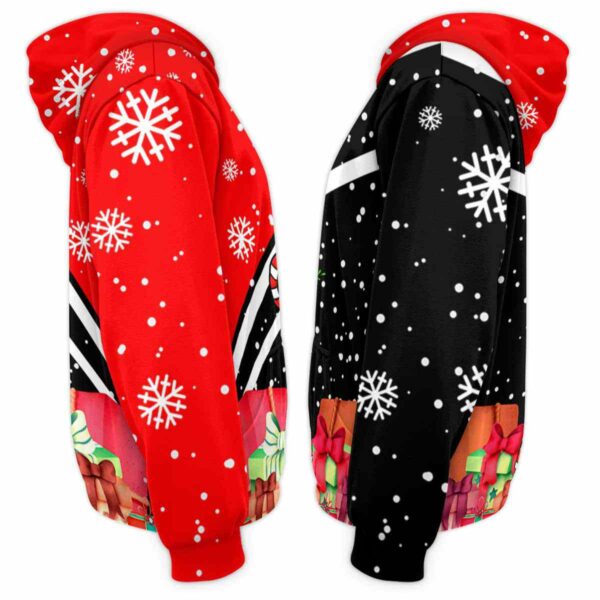 AOPH-U-Ani-HalfRedShoe-Ttle-211104VY10 @ Turtle Half Red Shoe-Turtle Christmas Present Red Black 3D Hoodie