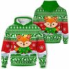 AOPH-U-Ani-GreeKnitTree-Fox-211102VY10 @ Fox Green Knitted Tree-Fox Christmas Knitted Green 3D Hoodie