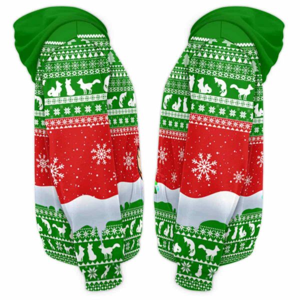 AOPH-U-Ani-GreeKnitTree-Fox-211102VY10 @ Fox Green Knitted Tree-Fox Christmas Knitted Green 3D Hoodie