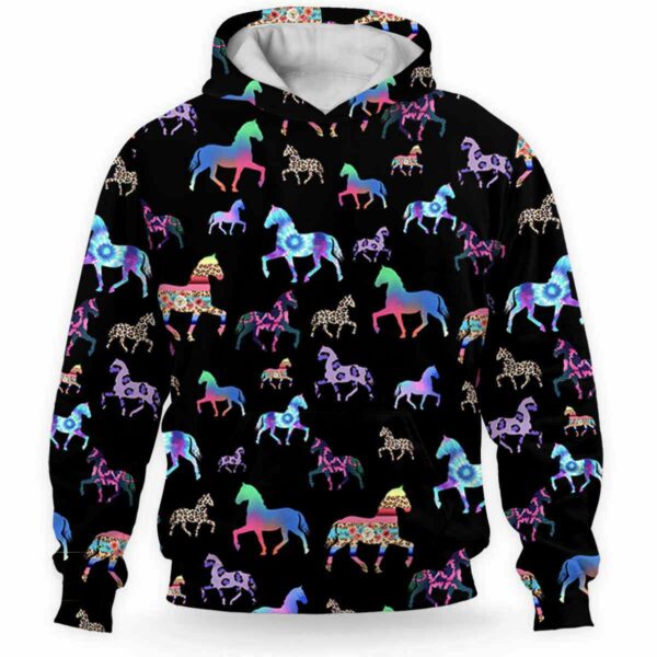 AOPH-U-Ani-AnimPtn-Hrse-211101VY10 @ Horse Animal Pattern-Horse Pattern Black 3D Hoodie
