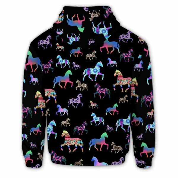 AOPH-U-Ani-AnimPtn-Hrse-211101VY10 @ Horse Animal Pattern-Horse Pattern Black 3D Hoodie