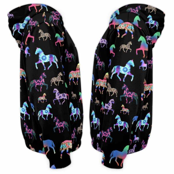 AOPH-U-Ani-AnimPtn-Hrse-211101VY10 @ Horse Animal Pattern-Horse Pattern Black 3D Hoodie