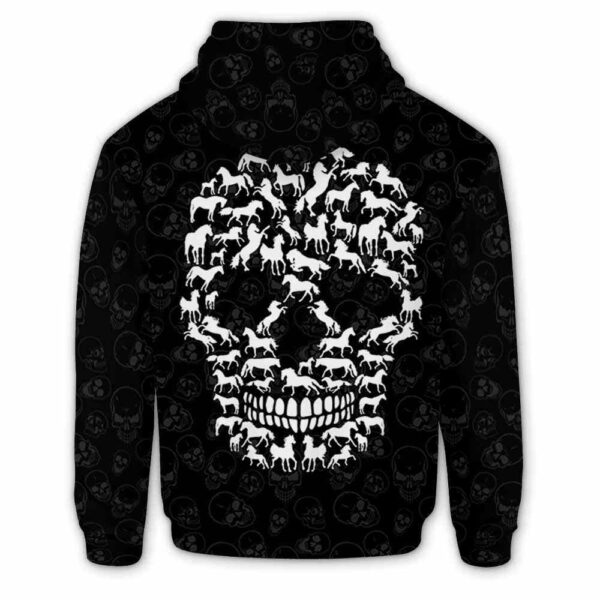 AOPH-U-Ani-BlacSkulAnim-Hrse-211103VY10 @ Horse Black Skull Animal-Horse Skull Pattern Black 3D Hoodie