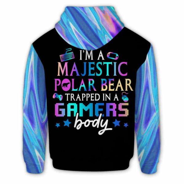 AOPH-U-Ani-AnimGameHolo-Plbr-211112VY10 @ Polar Bear Animal Gamer Hologram-Polar Bear Blue Majestic Gamer 3D Hoodie