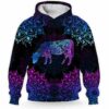 AOPH-U-Ani-AnimMdl-Cow-211116VY10 @ Cow Animal Mandala-Cow Blue Purple Mandala 3D Hoodie