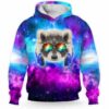 AOPH-U-Ani-GlxyHead-Rcon-211115VY10 @ Raccoon Galaxy Headphone-Raccoon Blue Purple Galaxy Headphone 3D Hoodie