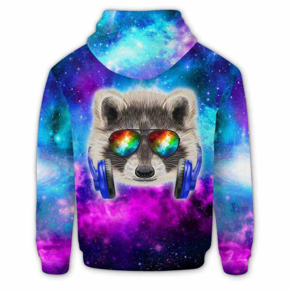 AOPH-U-Ani-GlxyHead-Rcon-211115VY10 @ Raccoon Galaxy Headphone-Raccoon Blue Purple Galaxy Headphone 3D Hoodie