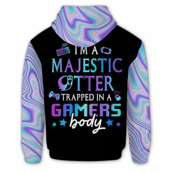 AOPH-U-Ani-AnimGameHolo-Oter-211112VY10 @ Otter Animal Gamer Hologram-Otter Blue Purple Majestic Gamer 3D Hoodie